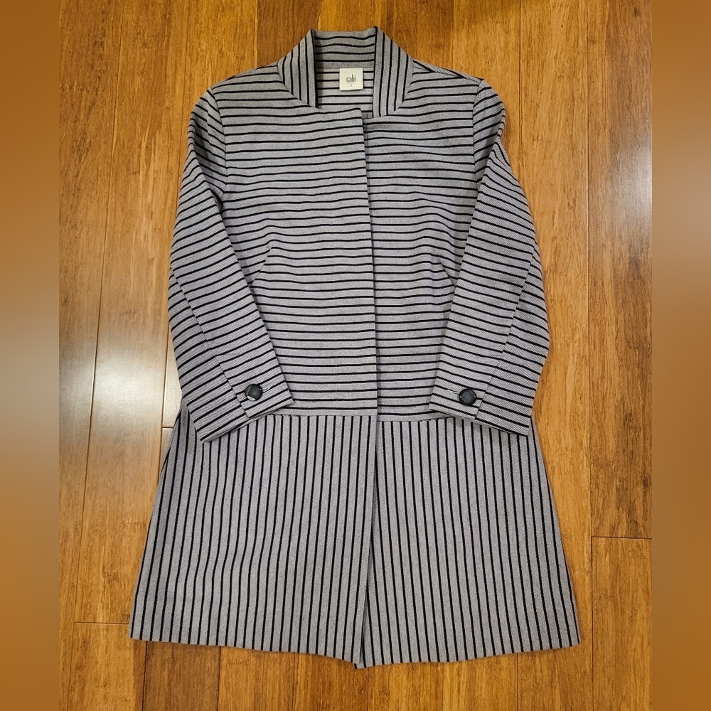 Cabi Womens Dappled Striped Car Coat Style 5474 Size S Black/Gray
